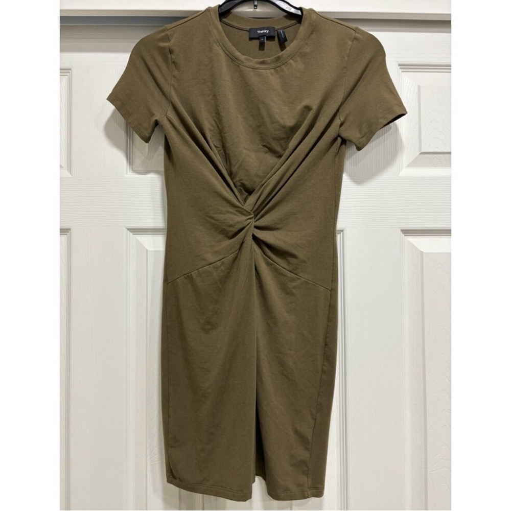 Theory Olive Green Twist Front Dress
